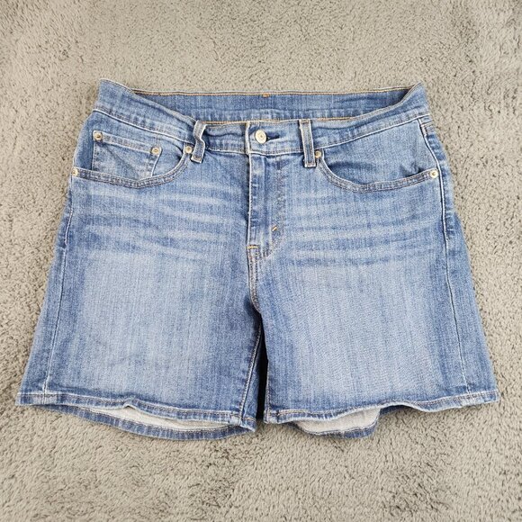Levi's Pants - Women's Blue Jean Denim Shorts Size 30 Mid Rise Flat Front Whiskered 5" Inseam